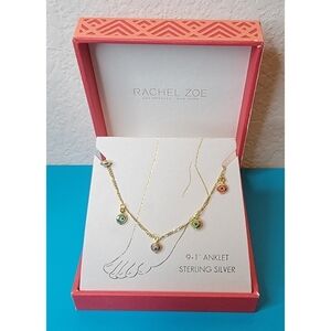 NWT Rachel Zoe Sterling Silver Evil Eye Multicolor Anklet - Trendy Beaded Design